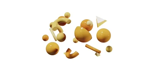 Abstract 3d objects on white background, composition of flying forms, mixed Stock Footage 161955984