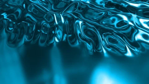 Abstract 3D Oil Liquid Blue Cloth Simulation with Waves and Nice Reflection. 4k  Stock Footage 120687789