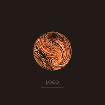 Abstract 3D orange sphere textured with swirled colorful lines Stock Illustration