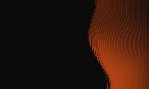 Abstract 3D Orange Wavy Ribbed Texture on Black Background with Glossy Meta.. 스톡 일러스트