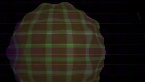 Abstract 3d Organic Blob with Laser Scan and Glowing Grid Animation Stock Footage 343684446