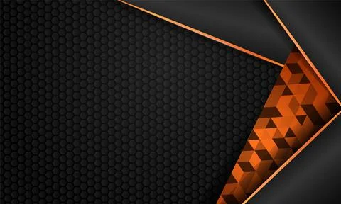 Abstract 3d overlap shapes modern dark texture with glowing orange element .. Stockillustratie
