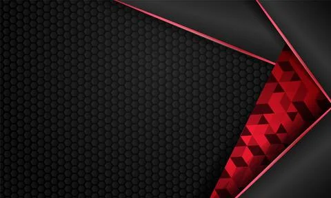 Abstract 3d overlap shapes modern dark texture with glowing red element des.. Stockillustratie