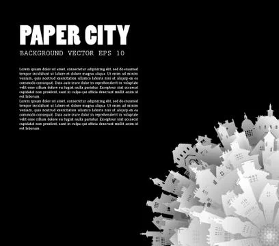 Abstract 3D Paper City background Stock Illustration