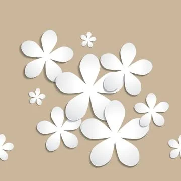 Abstract 3d paper flower vector pattern background Illustrazione stock
