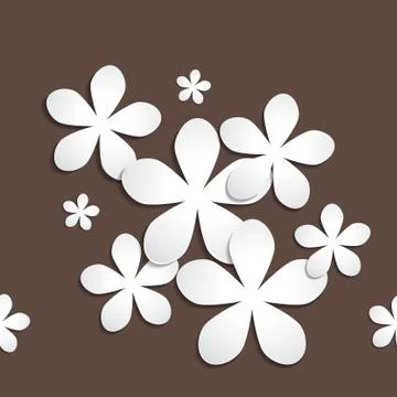 Abstract 3d paper flower vector pattern background Illustrazione stock