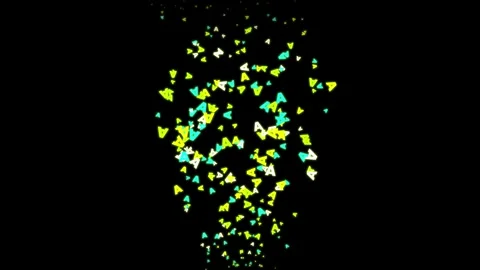 Abstract 3D particle animation with glowing shapes on black background Stock Footage 344752203