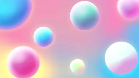 Abstract 3D Pastel Floating Spheres on Vibrant Gradient Background Stock Footage 340393738