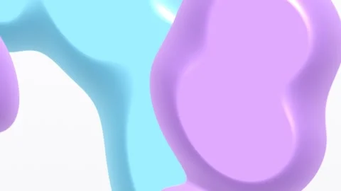 Abstract 3d pastel purple and cyan gummy shapes moving fluidly. 4K Video stock 344577600