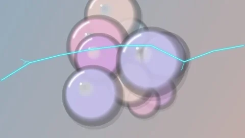 Abstract 3D Pastel Spheres Cluster with Cyan Line 動画素材 332126522