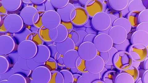Abstract 3D Pattern with Purple and Yellow Circular Shapes Illustrazione stock