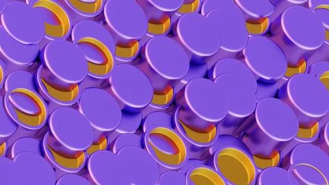 Abstract 3D Pattern with Purple and Yellow Circular Shapes Stock Illustration
