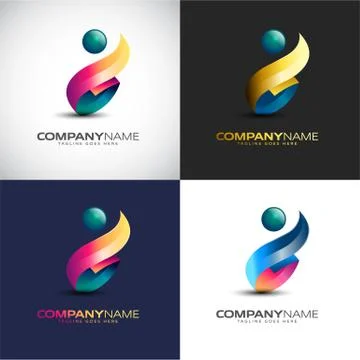 Abstract 3D People logo Template for your Company Brand Stock Illustration
