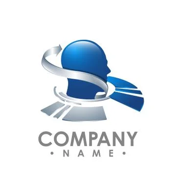 Abstract 3D people or man head with glossy arrow surrounding it イラスト素材
