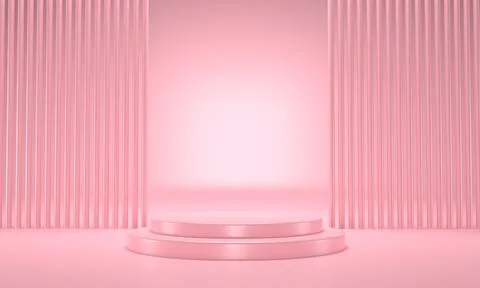 Abstract 3d pink background. 3d rendering with podium. Minimal scene. Stock Illustration