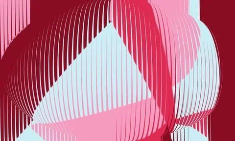 Abstract 3D pink spherical design with vertical ribbon slats and vibrant ma.. Stock Illustration