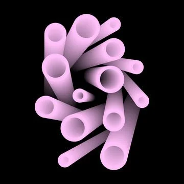 Abstract 3D Pink Tubes Pattern Isolated on Black Background 库存插图