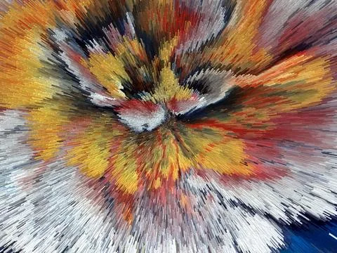 Abstract 3D Pixel Burst  Modern Multicolor Artwork with Dynamic Radiant Desig 스톡 사진