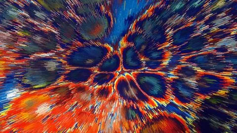 Abstract 3D Pixel Burst  Modern Multicolor Artwork with Dynamic Radiant Desig Stock Photos