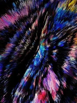 Abstract 3D Pixel Burst  Modern Multicolor Artwork with Dynamic Radiant Desig 스톡 사진