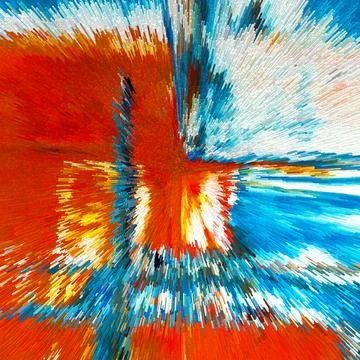 Abstract 3D Pixel Burst  Modern Multicolor Artwork with Dynamic Radiant Desig Stock Photos