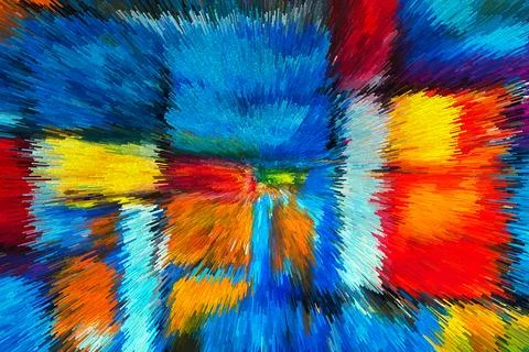 Abstract 3D Pixel Burst  Modern Multicolor Artwork with Dynamic Radiant Desig 스톡 사진