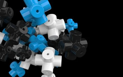 Abstract 3d plastic crossed tubes shapes, different colors Stock Illustration