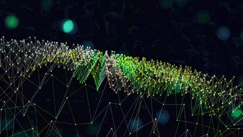 Abstract 3D Plexus Network Animation with Green Bokeh Video stock 332392139