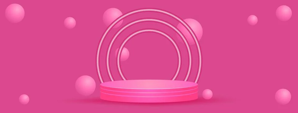 Abstract 3D Podium Gradient Bubbles Background Product Display Podium Background Stock Illustration