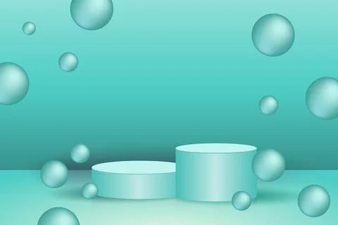 Abstract 3D Podium Gradient Bubbles Background Product Display Podium Background Stock Illustration