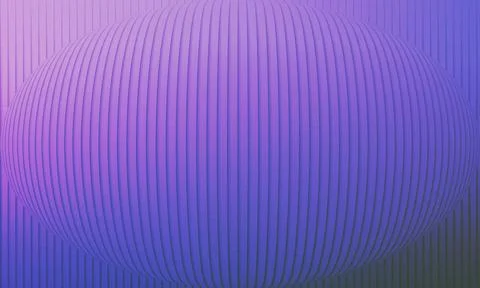 Abstract 3D Purple Ellipsoid Shape with Vertical Ribbed Texture and Grainy .. Stock Illustration