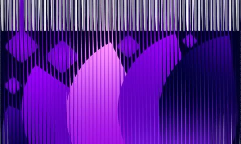 Abstract 3D purple geometric background with vertical stripes, organic shap.. Illustrazione stock