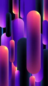 Abstract 3d purple gradient background with vertical glowing capsule shapes.. Stock Illustration