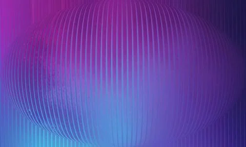 Abstract 3D Purple Ribbed Sphere Background with Vertical Lines and Grainy .. Illustrazione stock