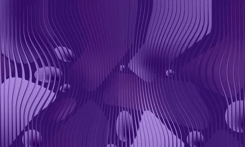 Abstract 3D purple wave pattern with vertical ribbed texture and fluid geom.. Stock-Illustration