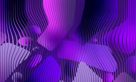 Abstract 3D purple wavy background with vertical ribbed texture and fluid g.. Иллюстрация