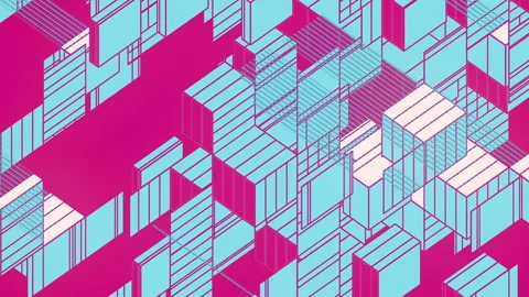 Abstract 3d puzzle dynamic geometric background. 3d rendering loop animation. 4K Stock Footage 146069682