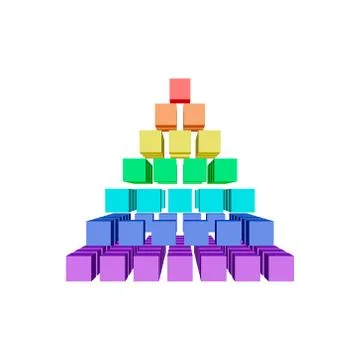 Abstract 3d pyramid from cubes.Vector colorful illustration. 스톡 일러스트