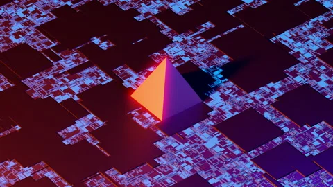 Abstract 3d Pyramid on high tech background. Seamless loop 3d rendering Stock Footage 200916679
