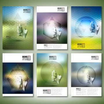 Abstract 3D pyramids, abstract hexagonal patterns. Infographic set. Brochure Illustrazione stock