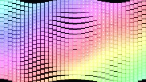 Abstract 3D rainbow grid wave animation loop Stock Footage 345344876
