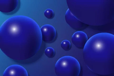 Abstract 3d realistic background with dynamic spheres. Falling blue balls with イラスト素材