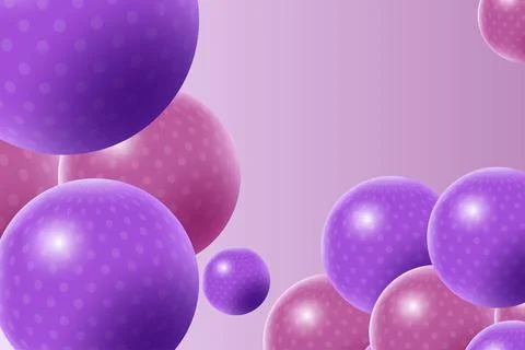 Abstract 3d realistic background with dynamic spheres. Falling purple and pink イラスト素材