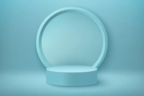 Abstract 3D realistic blue empty round podiums. Minimal scene for product d.. Stock Illustration