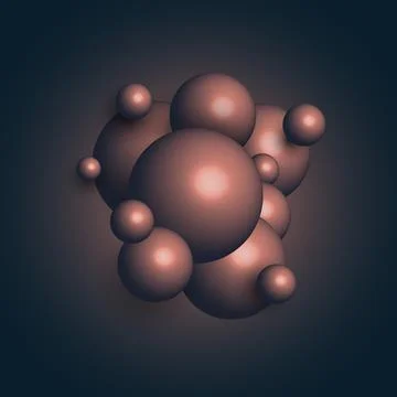 Abstract 3D realistic group of spheres structure on dark blue background Stock Illustration