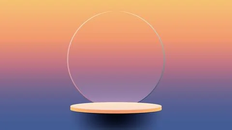 Abstract 3D realistic podium with circle transparency glass on gradient col.. Stock Illustration