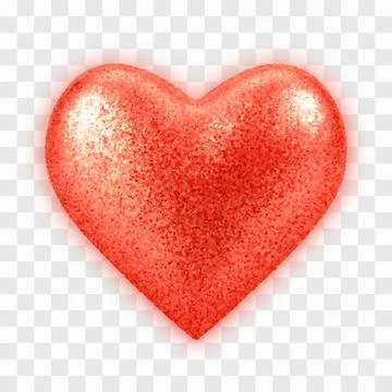 Abstract 3D realistic red balloon heart with glitter texture isolated on tran Stock Illustration