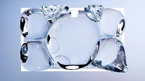 Abstract 3D rectangle neon with water bubbles inside, Sci Fi Futuristic Stock Footage 256561534