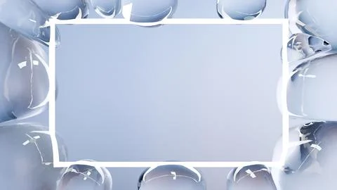 Abstract 3D rectangle neon with water bubbles inside, Sci Fi Futuristic Stock Illustration