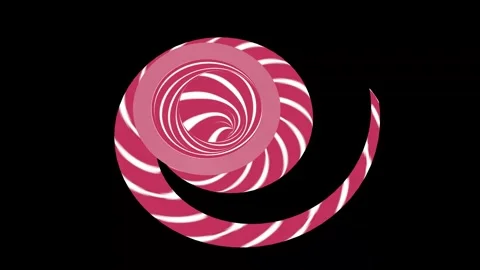 Abstract 3D Red and White Striped Spiral Vortex on Black. Seamless Loop 8K Stock Footage 339072344